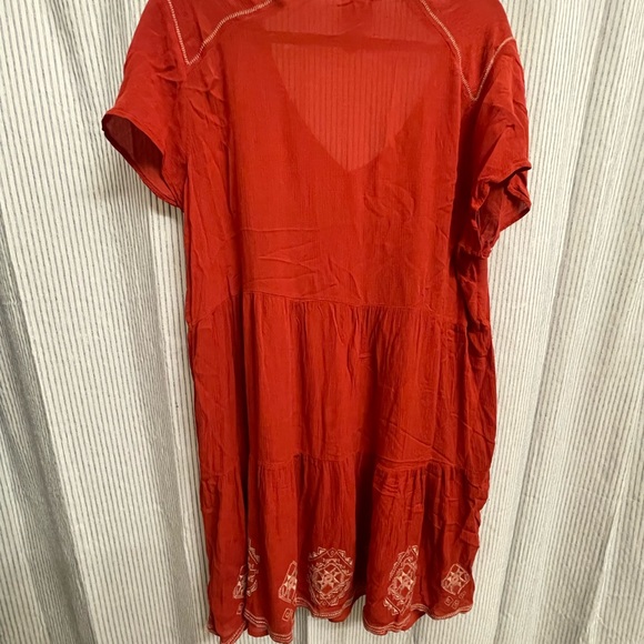 Red Orange Embroidered Sundress - Picture 3 of 3